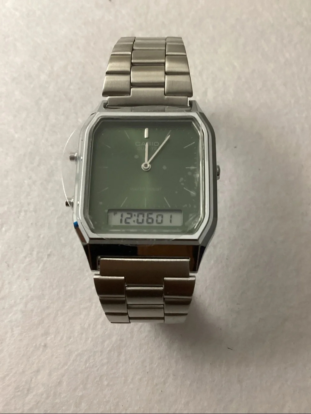 Casio Unisex Silver Tone Stainless Steel Watch, 29.8mm